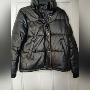 NWT BCBGMAXAZRIA Faux Leather Puffer Jacket Motorcyle Style Sz M